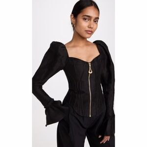 NEW Aje Giselle Long Sleeve Corset Top Black 2